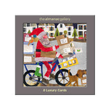 Almanac Holiday Boxed Cards 8pk: Cycling Santa Claus