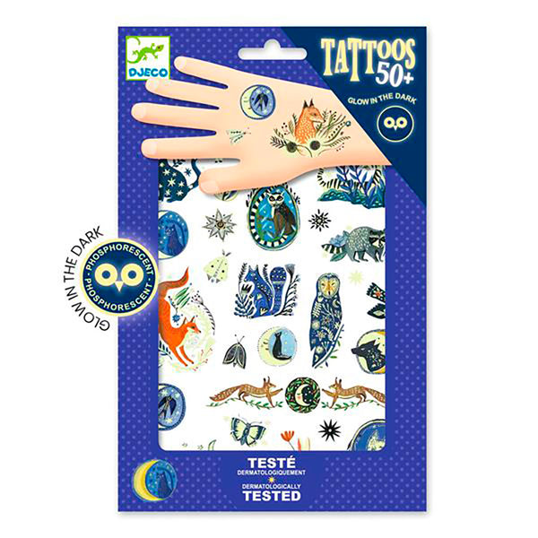 Djeco Temporary Tattoos - Glow-in-the-Dark Nighttime Reflections