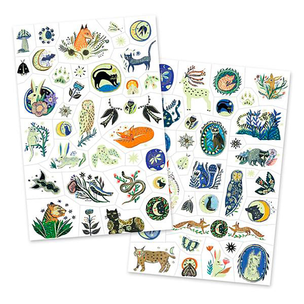 Djeco Temporary Tattoos - Glow-in-the-Dark Nighttime Reflections