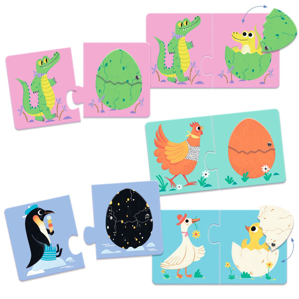 Djeco Puzzle Duo 2pc Puzzles 6pk - Funny Eggs