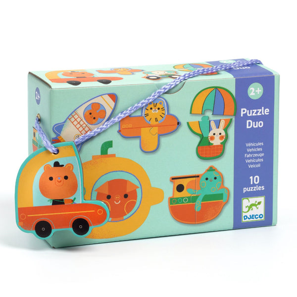 Djeco Puzzle Duo 2pc Puzzles 10pk - Vehicles