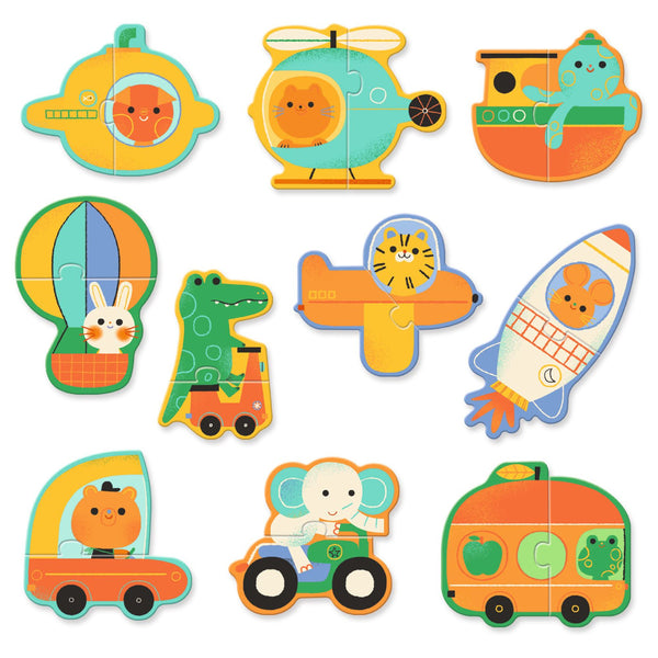 Djeco Puzzle Duo 2pc Puzzles 10pk - Vehicles