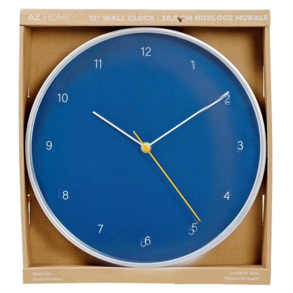 Kiera Grace Temple Wall Clock 12" Cetacean Blue & Silver
