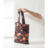 Abbott Cotton Tote Bag - Bold Flowers on Black
