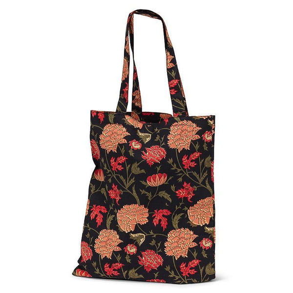Abbott Cotton Tote Bag - Bold Flowers on Black