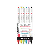 Zebra CLiCKART Retractable Marker Pen Set 6pk Dark Color Palette