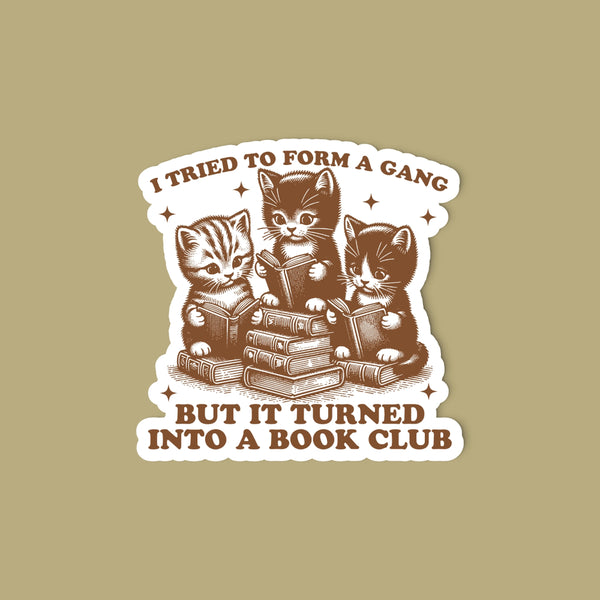 RADICAL BUTTONS VINYL STICKER: BOOK CLUB CATS