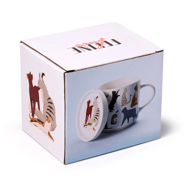 Puckator Porcelain Mug & Coaster Lid Set - Feline Fine