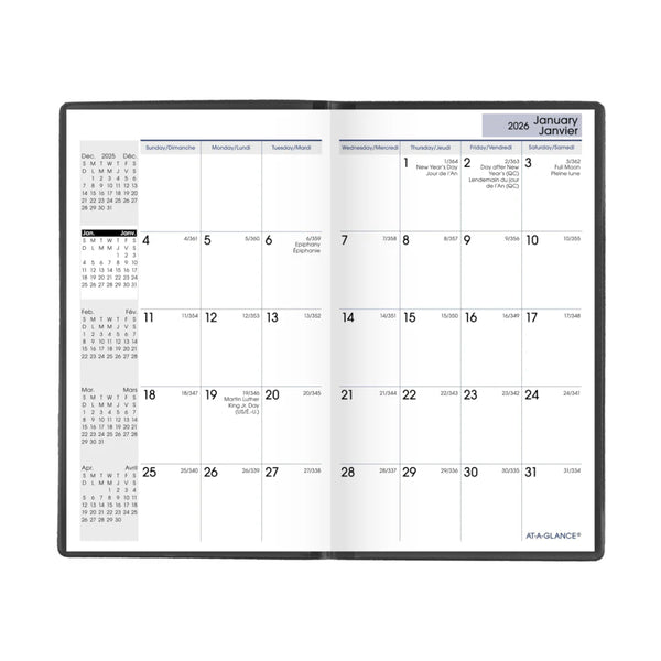 At-A-Glance 2026 Agenda - Monthly Pocket Planner, Black