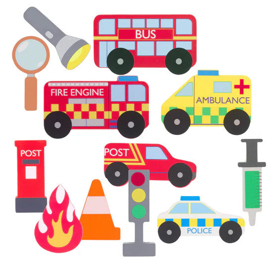 Orange Tree Toys Wooden Emergency Vehicles Stacking Game