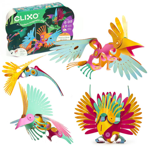 Clixo Magnetic Building Kit 22pc Tropical Birds Pack