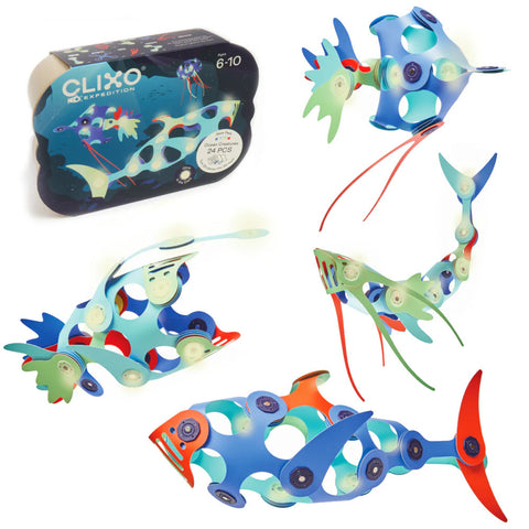 Clixo Magnetic Building Kit 24pc Ocean Creatures Pack