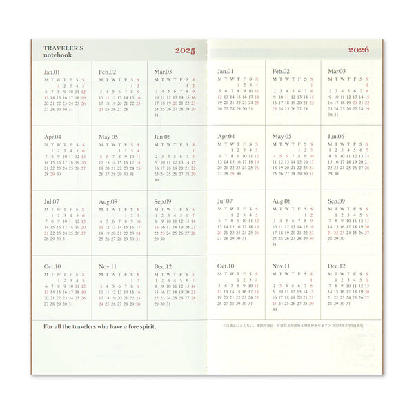 Traveler's Company 2025 Refill - Weekly Vertical 2nd Half