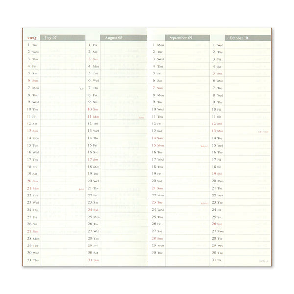 Traveler's Company 2025 Refill - Weekly Vertical 2nd Half