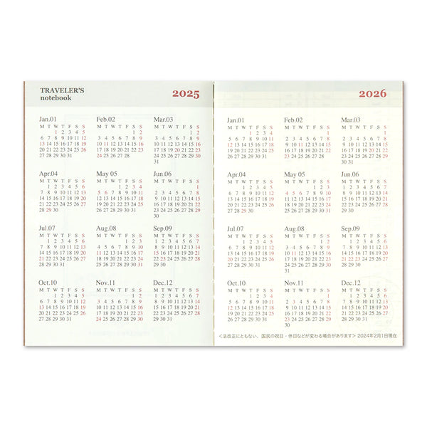 Traveler's Company 2025 Passport Refill - Weekly 2nd Half