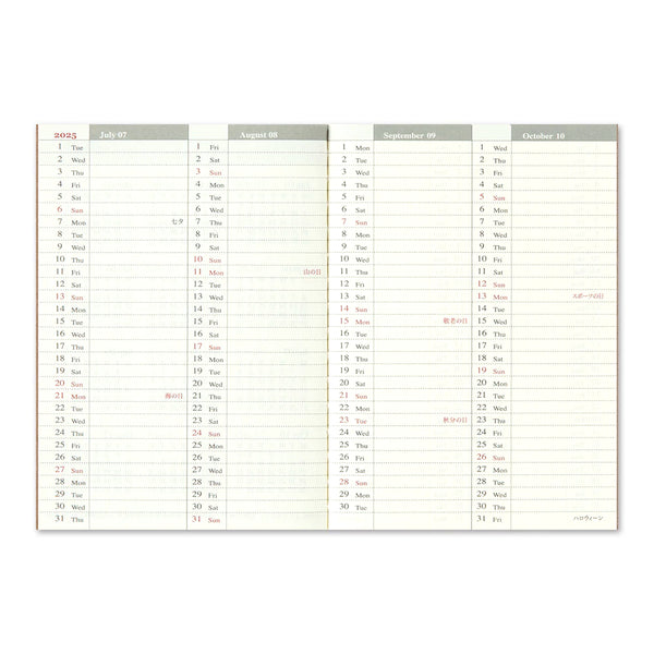 Traveler's Company 2025 Passport Refill - Weekly 2nd Half