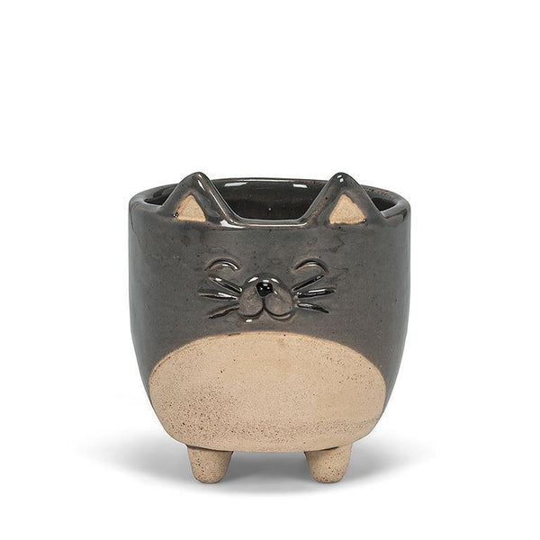 Abbott Planter, Stoneware - Small Cat on Legs - Grey