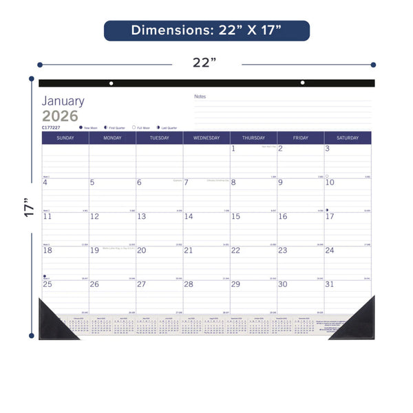 Blueline DuraGlobe™ 2026 Monthly Desk Pad Calendar