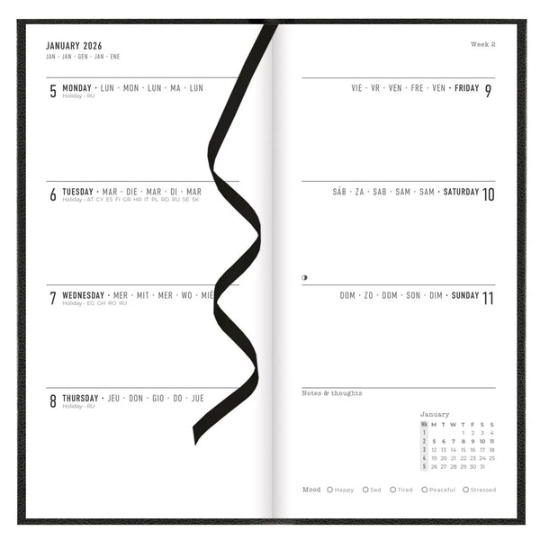 Letts 2026 Agenda - Weekly, Slim Principal Black