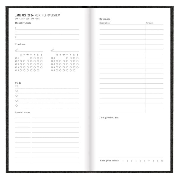 Letts 2026 Agenda - Weekly, Slim Principal Black