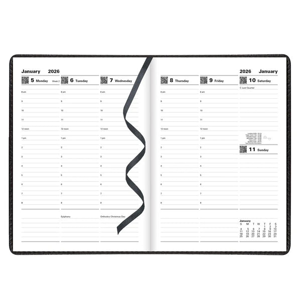 Letts 2026 Agenda - Weekly, A5 Milano Black