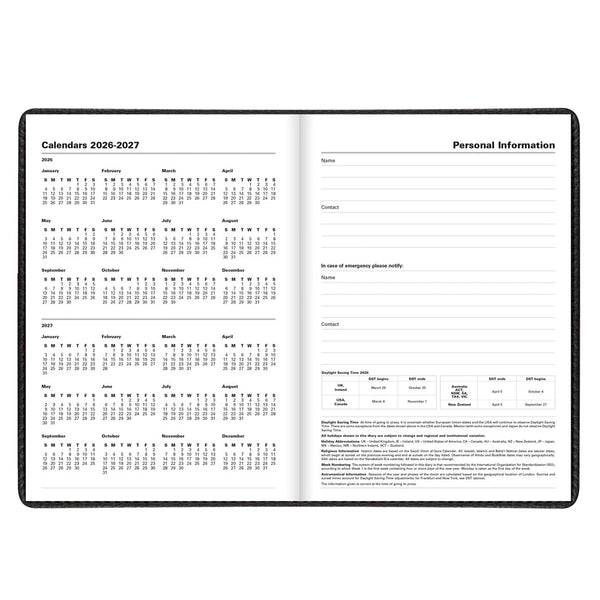 Letts 2026 Agenda - Weekly, A5 Milano Black