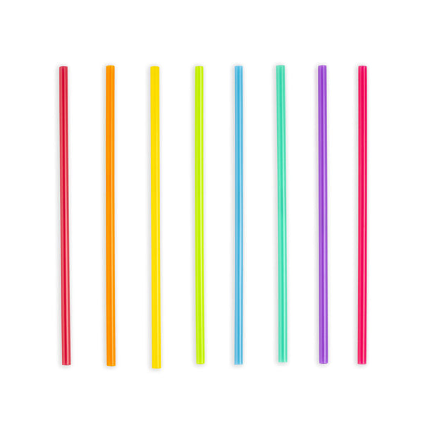 Kikkerland Reusable Straws 8" Bright Rainbow Colours 24pk