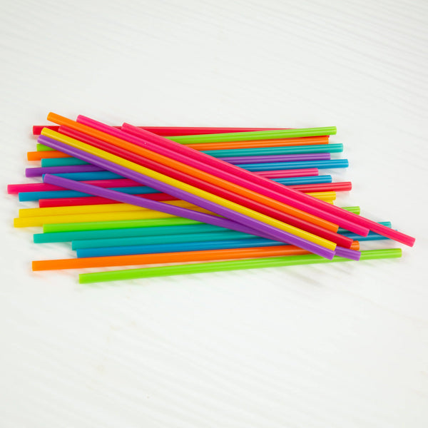 Kikkerland Reusable Straws 8" Bright Rainbow Colours 24pk