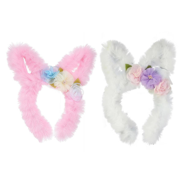 CTG Easter Plush & Floral Bunny Ear Headband, Assorted