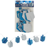 Rite Lite Chanukah 3D Glitter Garland 9ft Silver & Blue Dreidels