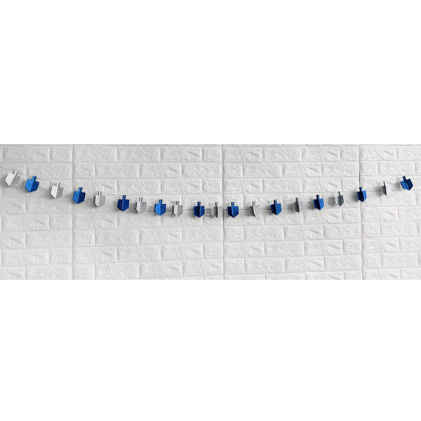 Rite Lite Chanukah 3D Glitter Garland 9ft Silver & Blue Dreidels