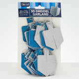 Rite Lite Chanukah 3D Glitter Garland 9ft Silver & Blue Dreidels