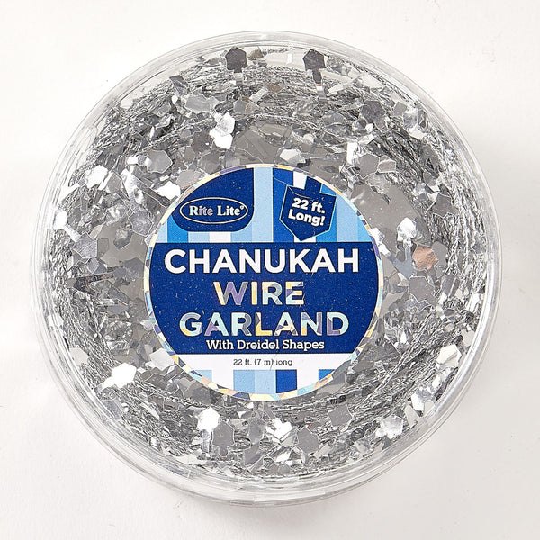 Rite Lite Chanukah Wire Garland 22ft Silver Dreidels