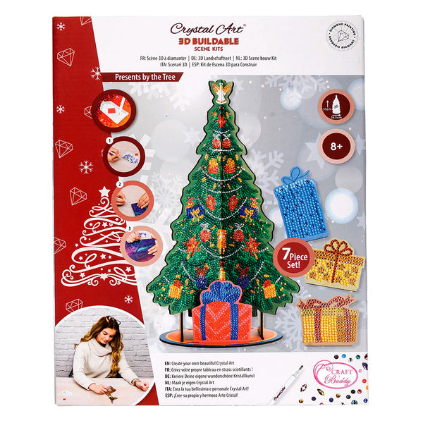 Craft Buddy Crystal Art 3D Buildable Scene Kit - Wooden Christmas Tree