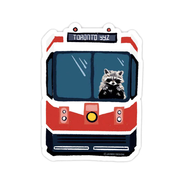 Jaybee Design Vinyl Sticker - Toronto Streetcar Raccoon