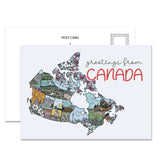 Jaybee Design Postcard - Greetings From Canada, Illustrated Map