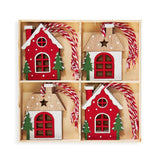 CTG Mini Wood Ornaments Set 12pk Christmas Houses