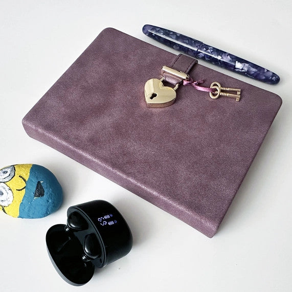 Victoria's Journals Soft-Touch Heart Lock Diary - Dusty Mauve