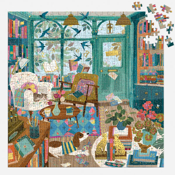 Galison 500pc Foil Puzzle - Bookshop Afternoon