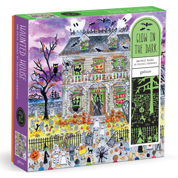 Galison 500pc Puzzle - Michael Storrings Glow-in-the-Dark Haunted House