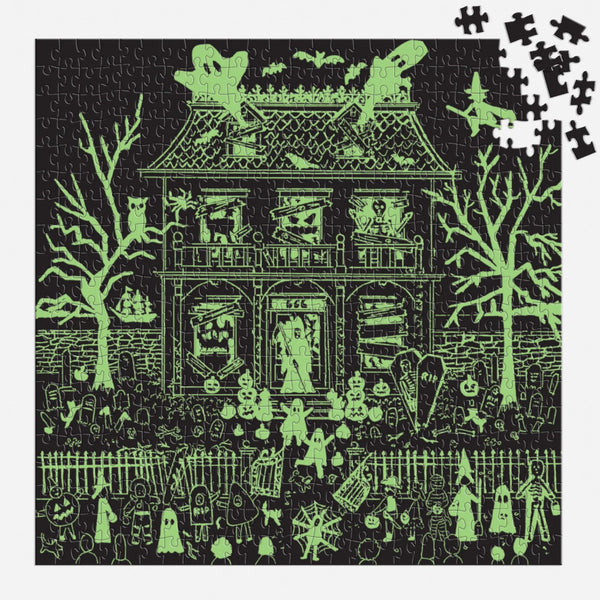 Galison 500pc Puzzle - Michael Storrings Glow-in-the-Dark Haunted House
