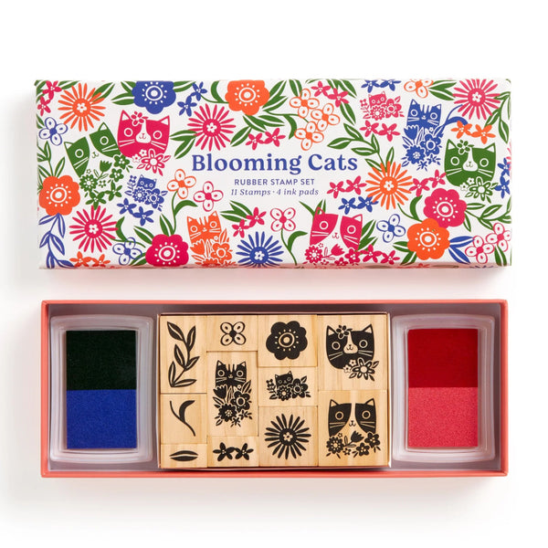 Galison Rubber Stamp Set - Blooming Cats