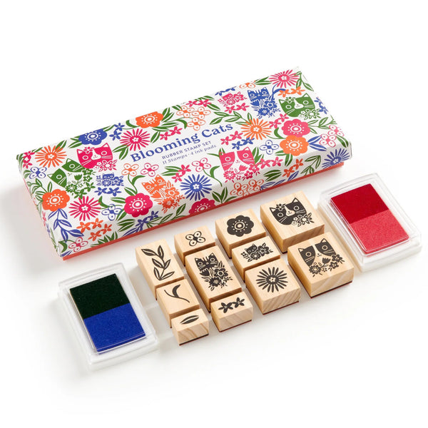 Galison Rubber Stamp Set - Blooming Cats