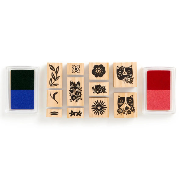 Galison Rubber Stamp Set - Blooming Cats