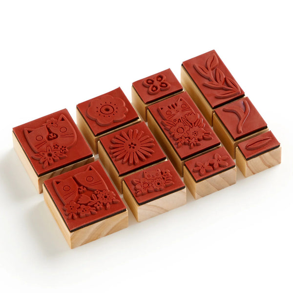 Galison Rubber Stamp Set - Blooming Cats