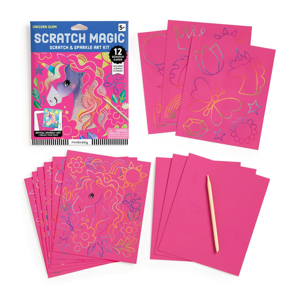 Mudpuppy Scratch Art Magic Kit - Unicorn Glam