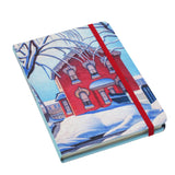 Oscardo Lined Notebook - Red House in Winter