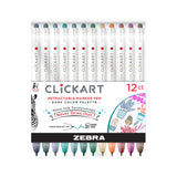 Zebra CLiCKART Retractable Marker Pen Set 12pk Dark Color Palette