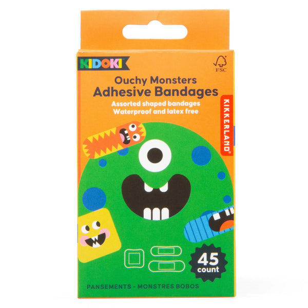 Kikkerland Kidoki Ouchy Friends Adhesive Bandages 45pk Assorted