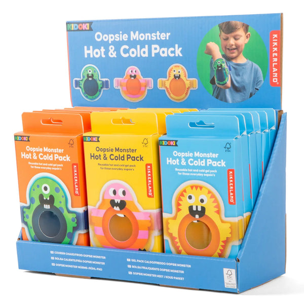 Kikkerland Kidoki Oopsie Monster Hot & Cold Pack, Assorted